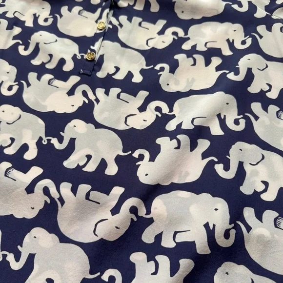 Lilly Pulitzer Elsa Elephant Navy and Cream Patterned Top - Picture 7 of 8